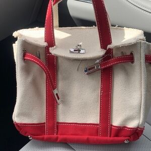 SUNWIN NEW Canvas BOATKIN Tote Bag with Red Trim - Women's Bag